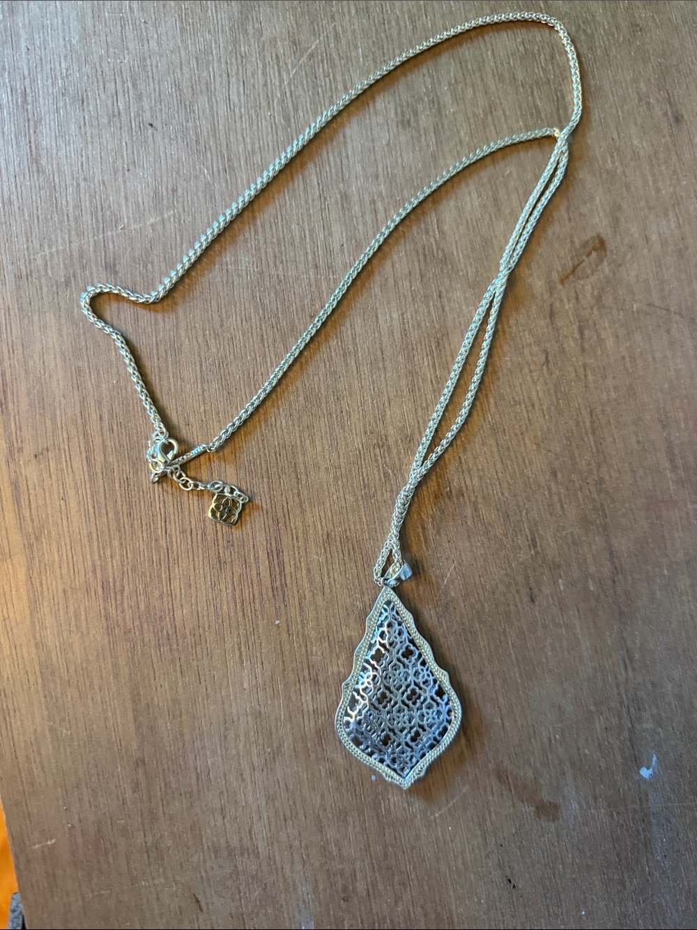 Kendra Scott Silver Simon Filigree Teardrop Long Necklace